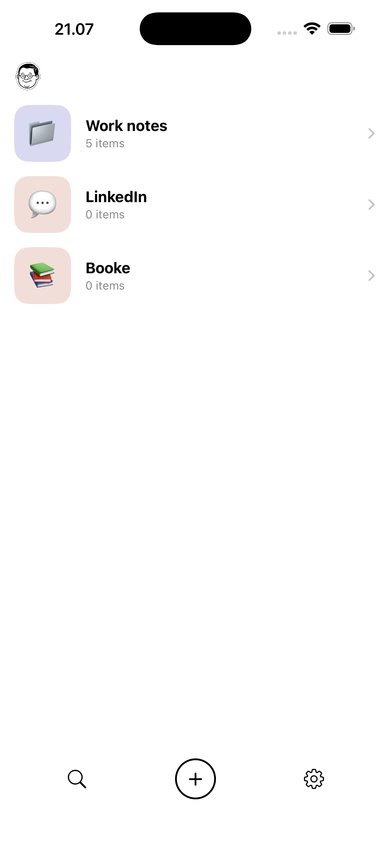 Knud for iPhone showing folders